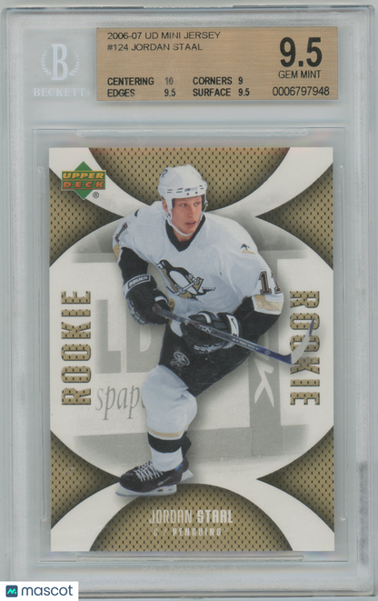 2006-07 UD Mini Jersey Hockey #124 Jordan Staal Penguins RC ROOKIE - BGS 9.5