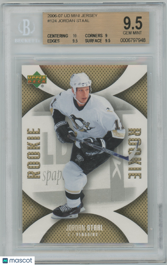 2006-07 UD Mini Jersey Hockey #124 Jordan Staal Penguins RC ROOKIE - BGS 9.5