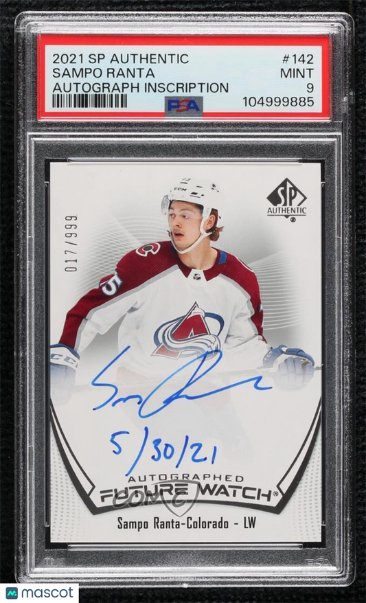 2021 SP Authentic - Sampo Ranta #142 - Future Watch Auto /999 - INSCRIBED - PSA