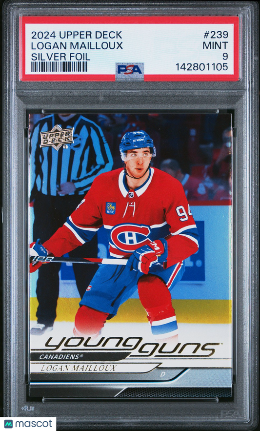 2024 Upper Deck Hockey - Logan Mailloux - Young Guns ROOKIE - SILVER FOIL - PSA