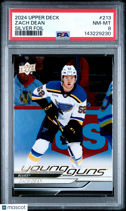 2024 Upper Deck Hockey NHL - Zach Dean - Young Guns ROOKIE - SILVER FOIL - PSA
