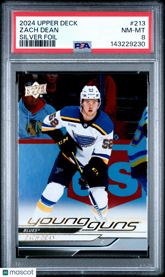 2024 Upper Deck Hockey NHL - Zach Dean - Young Guns ROOKIE - SILVER FOIL - PSA