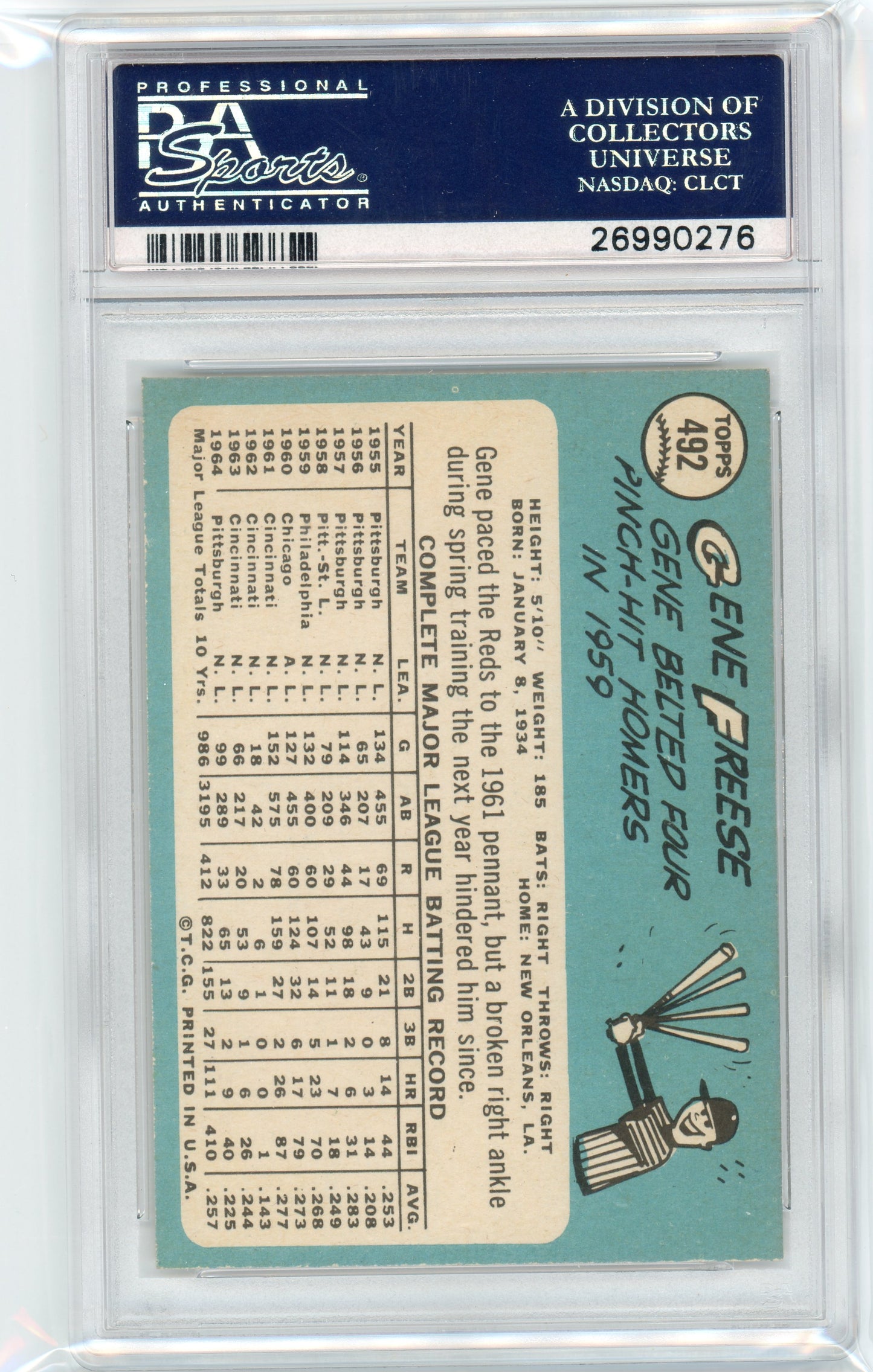 1965 Topps Gene Freese #492 PSA 8