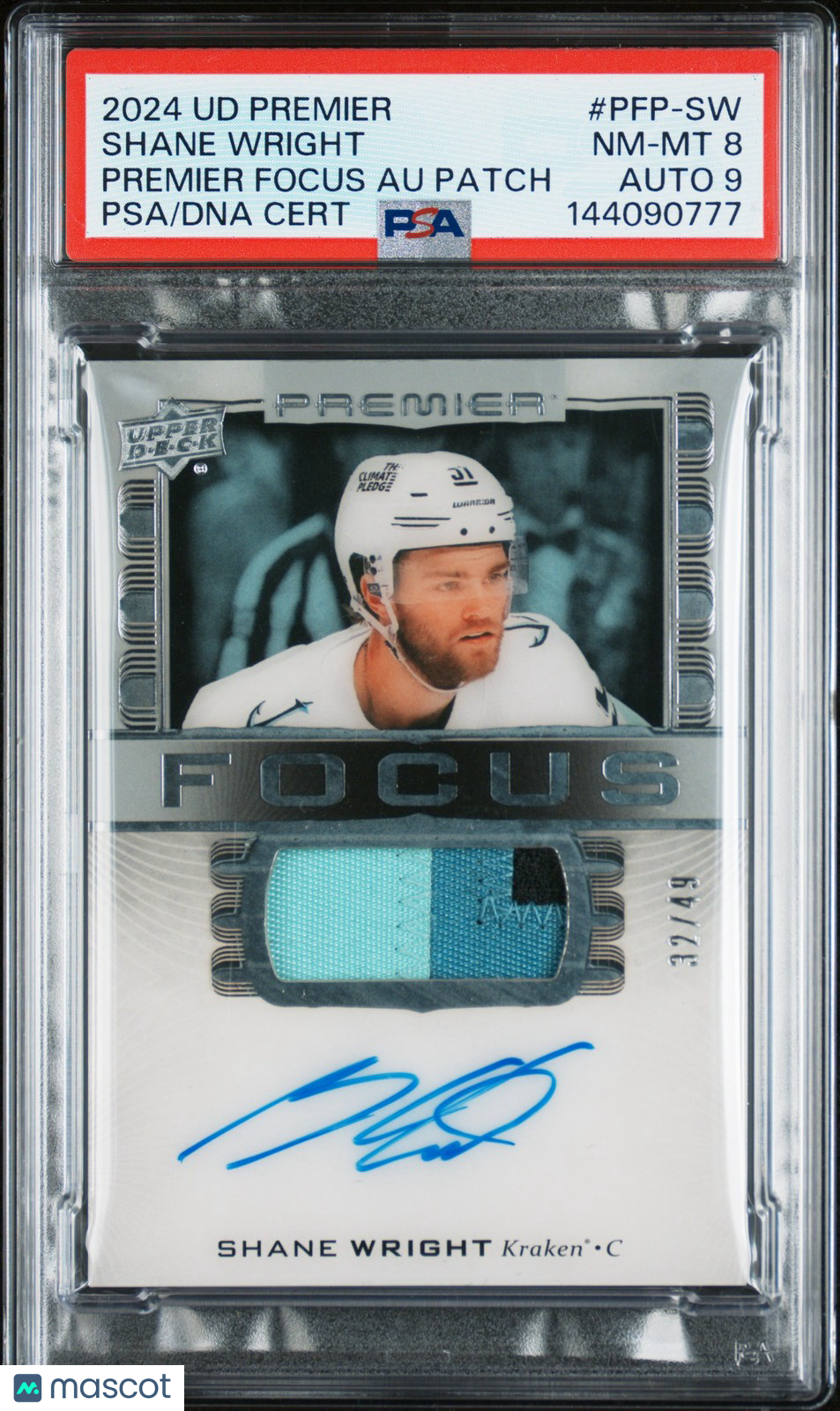 2024 UD PREMIER - SHANE WRIGHT -  GAME USED PATCH AUTO /49 - PSA - Game Used /49