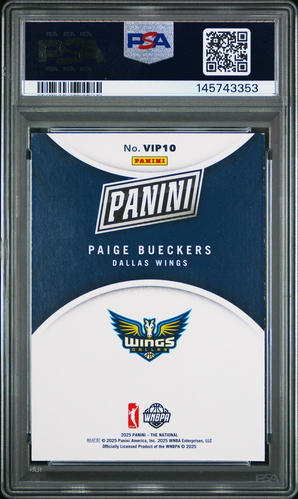 2025 PANINI NSCC VIP PROMO - PAIGE BUECKERS - ROOKIE RC - PSA - ROOKIE
