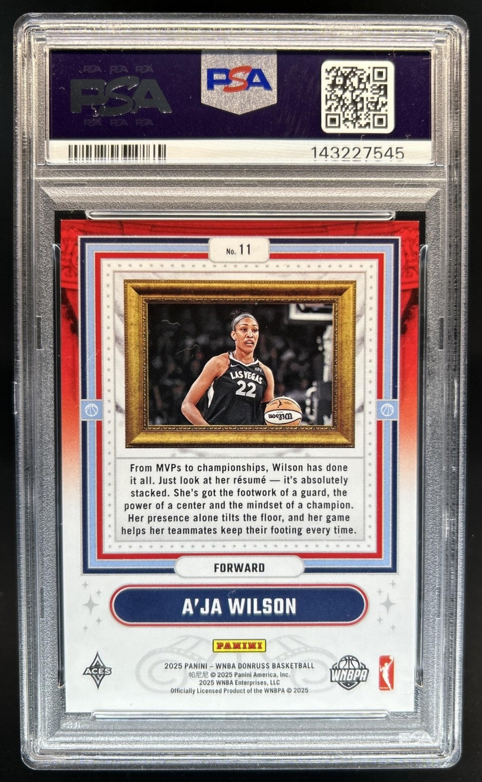 2025 Donruss WNBA - A'ja Wilson - Franchise Features Green Fireworks /399 - PSA