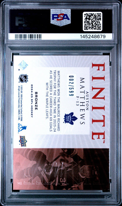 2024 SPx NHL Hockey - AUSTON MATTHEWS #F13 - Finite Bronze /599 - PSA - /599