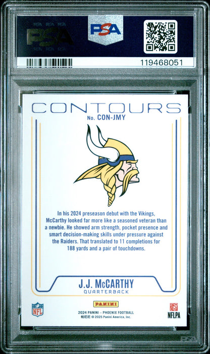 2024 PANINI PHOENIX - JJ McCARTHY #CONJMY - CONTOURS - ROOKIE - PSA