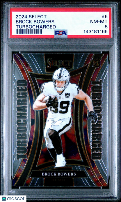 2024 Panini Select NFL - BROCK BOWERS #6 -  TURBOCHARGED - Rookie - PSA - ROOKIE