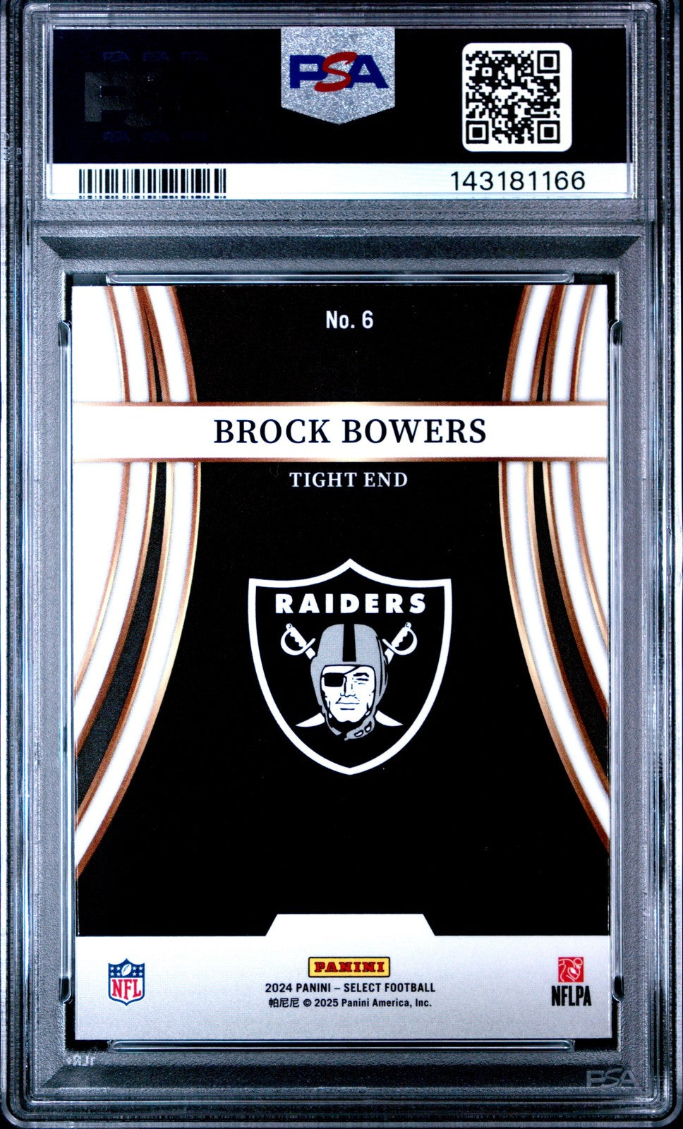 2024 Panini Select NFL - BROCK BOWERS #6 -  TURBOCHARGED - Rookie - PSA - ROOKIE