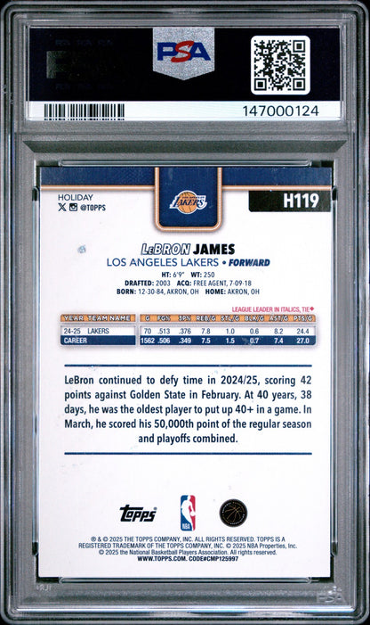 2025 TOPPS HOLIDAY - LeBRON JAMES #H119 - Glitter - PSA - GLITTER