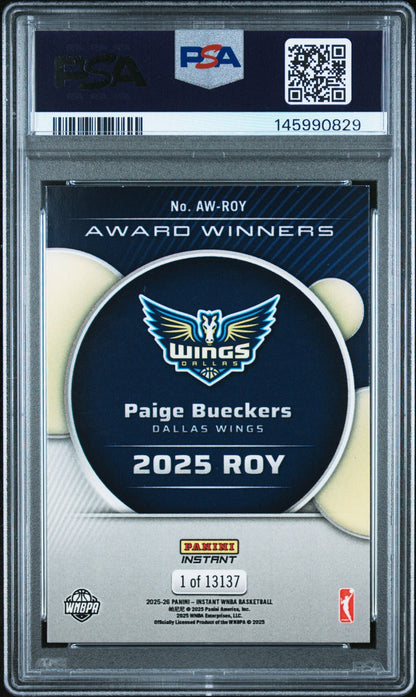 2025 PANINI INSTANT - PAIGE BUECKERS #ROY - WNBA AWARD WINNERS - ROY - PSA