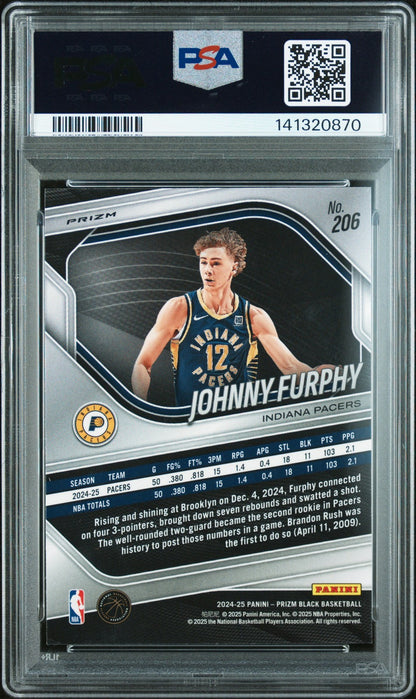 2024 Panini Prizm Black NBA - JOHNNY FURPHY - Snakeskin Rookie - PSA - ROOKIE