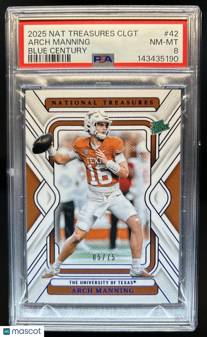 2025 National Treasures Collegiate - Arch Manning - Century Blue /75 - PSA - /75