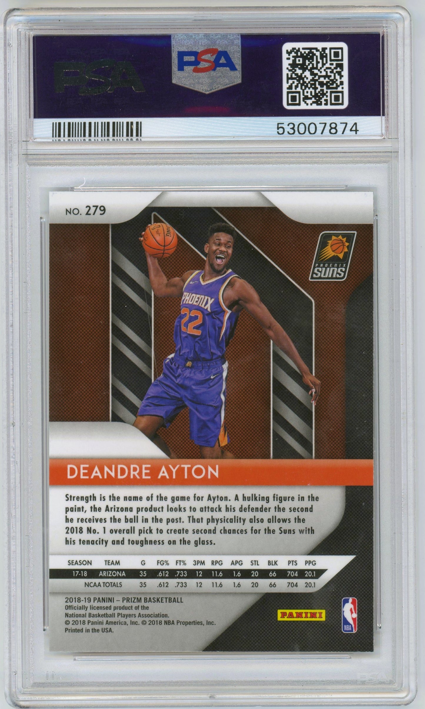2018 Panini Prizm DeAndre Ayton ROOKIE #279 PSA 10