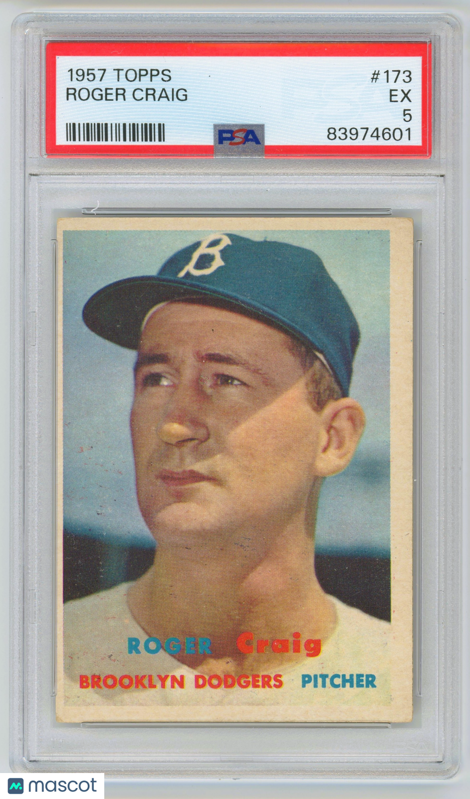 1957 Topps #173 Roger Craig Brooklyn Dodgers PSA 5 EX