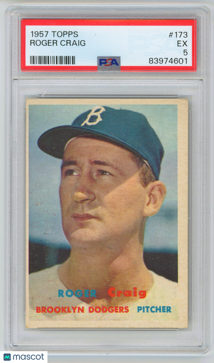 1957 Topps #173 Roger Craig Brooklyn Dodgers PSA 5 EX