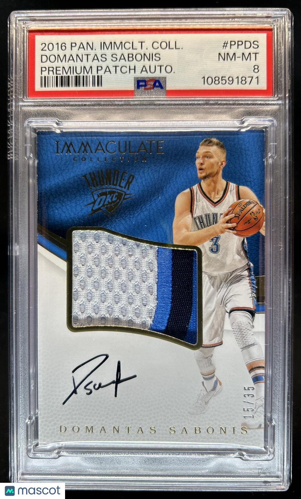2016 Immaculate- Domantas Sabonis - Rookie Patch Auto /35- ROOKIE AUTO /35 - PSA