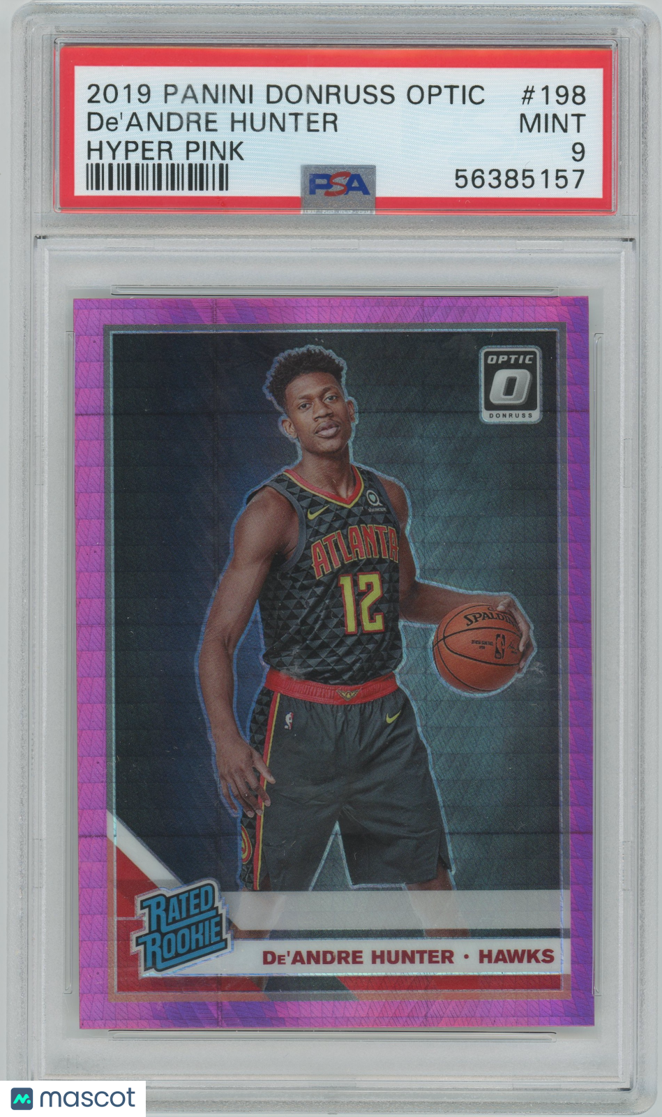 2019 Donruss Optic Hyper Pink #198 De'Andre Hunter Hawks RC Rated ROOKIE PSA