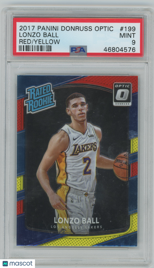 2017 Donruss Optic Red Yellow #199 Lonzo Ball Lakers RC Rookie PSA 9 ROOKIE