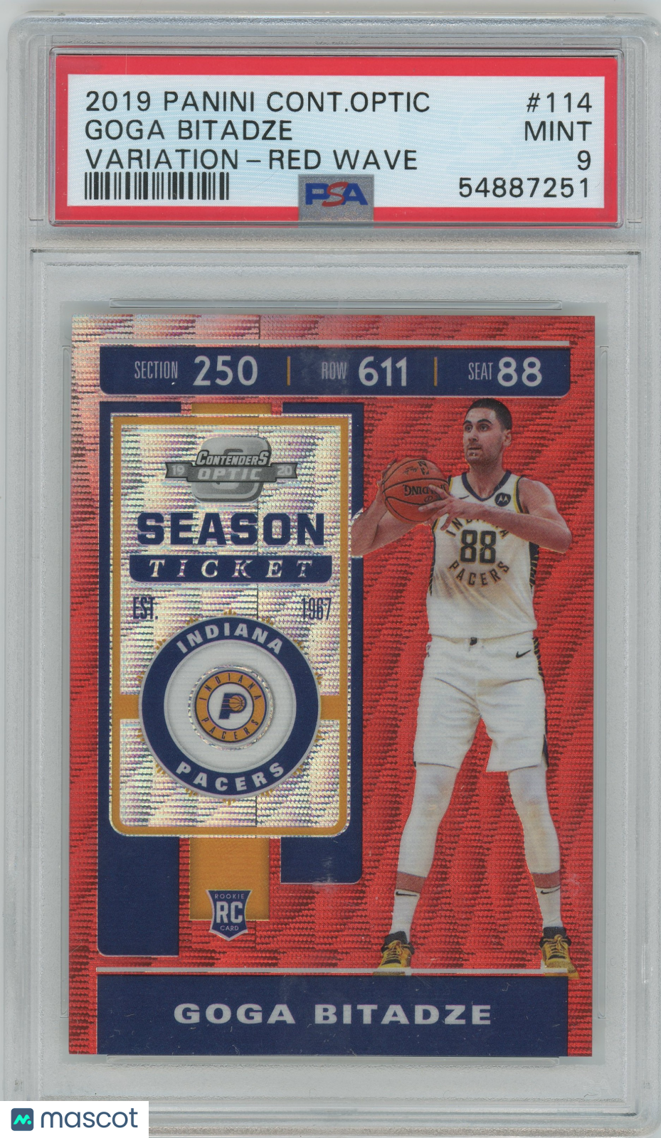 2019 Contenders Optic Variation Red Wave Goga Bitadze Pacers RC ROOKIE PSA