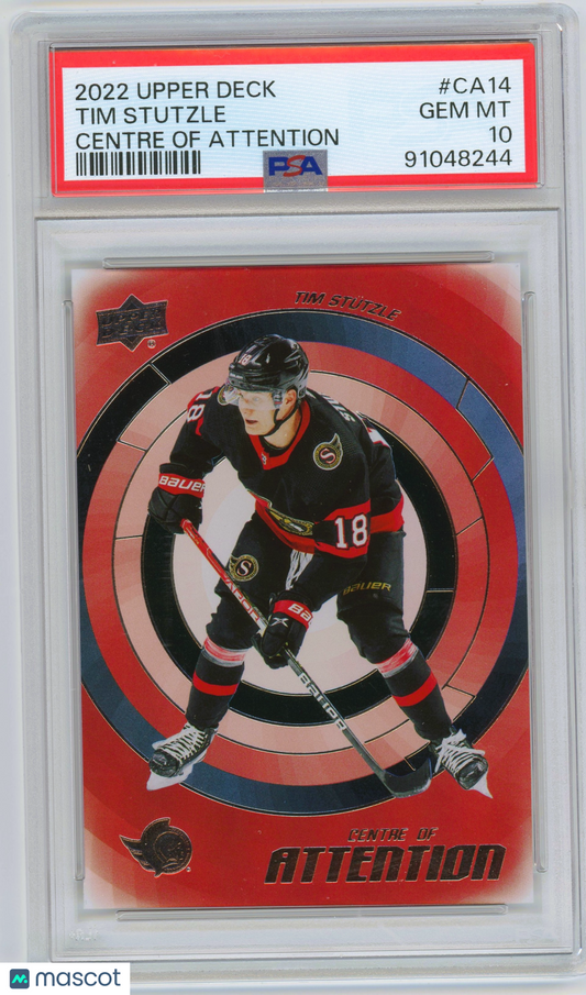 2022 Upper Deck Hockey Centre Of Attention #CA14 Tim Stutzle Senators PSA 10
