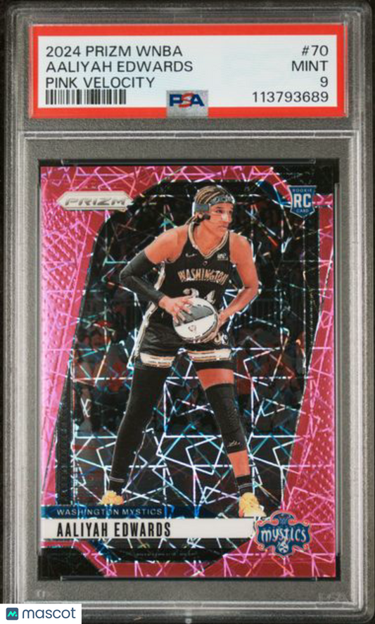 2024 Panini WNBA- Pink Velocity Prizm /79 - Aaliyah Edwards - ROOKIE /79 - PSA 9