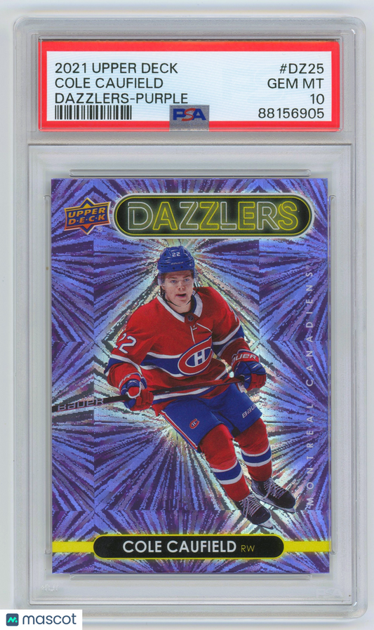 Auction #1 2021 UD Hockey Dazzlers Purple #DZ25 Cole Caufield RC Rookie PSA 10