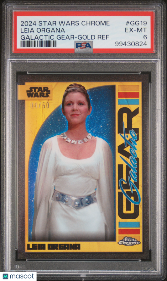2024 Star Wars Chrome Gold Refractor - /50 Galactic Gear Leia Organa PSA - /50