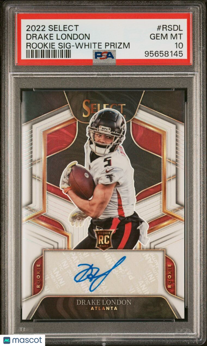 2022 Select - Drake London - White Prizm Rookie /35 - ROOKIE AUTO /35  - PSA 10