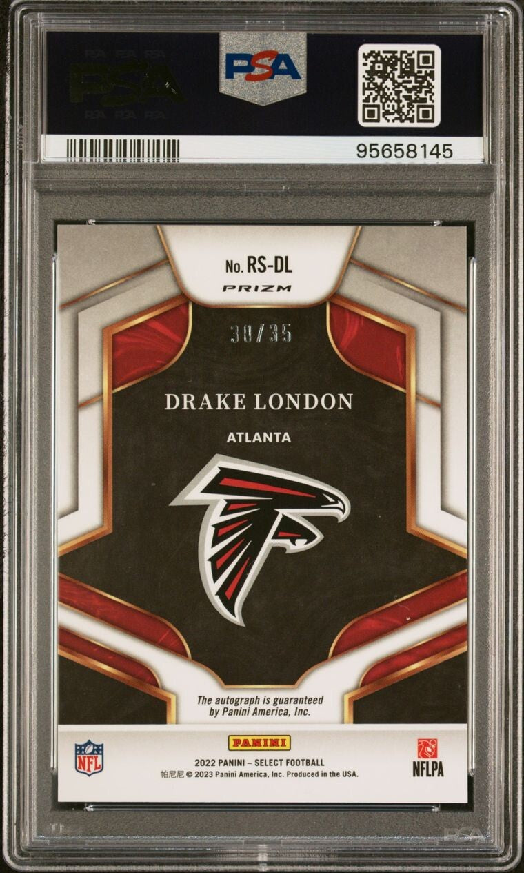 2022 Select - Drake London - White Prizm Rookie /35 - ROOKIE AUTO /35  - PSA 10