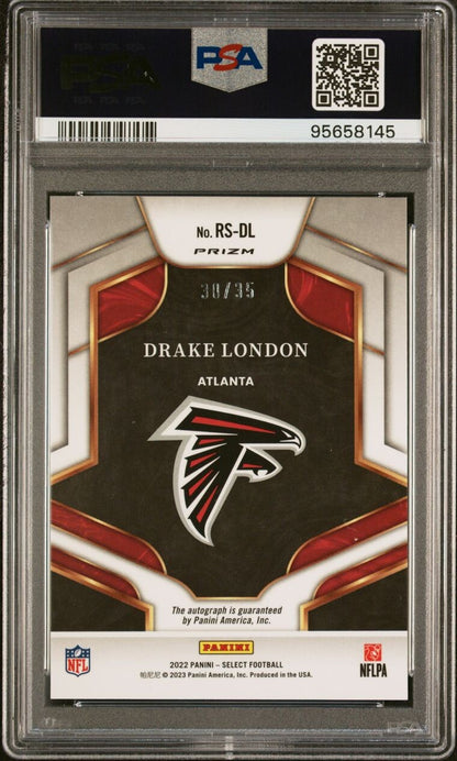 2022 Select - Drake London - White Prizm Rookie /35 - ROOKIE AUTO /35  - PSA 10