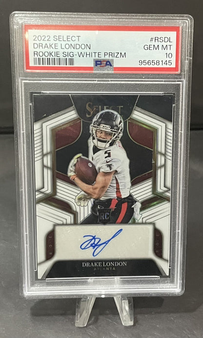 2022 Select - Drake London - White Prizm Rookie /35 - ROOKIE AUTO /35  - PSA 10