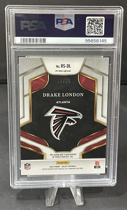 2022 Select - Drake London - White Prizm Rookie /35 - ROOKIE AUTO /35  - PSA 10