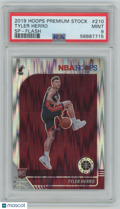 2019 Hoops Premium Stock SP Flash #210 Tyler Herro Heat RC - ROOKIE - PSA 9
