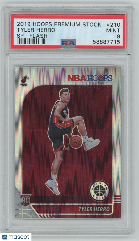 2019 Hoops Premium Stock SP Flash #210 Tyler Herro Heat RC - ROOKIE - PSA 9