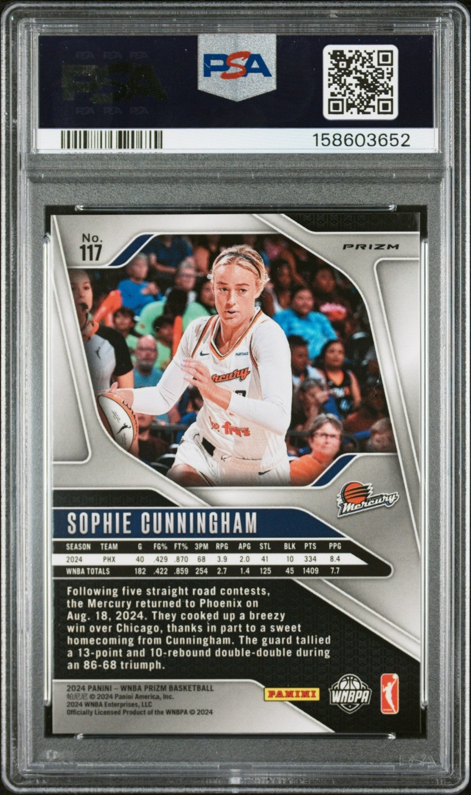 2024 WNBA Prizm - Sophie Cunningham #117 - Orange Ice Prizm - PSA 9