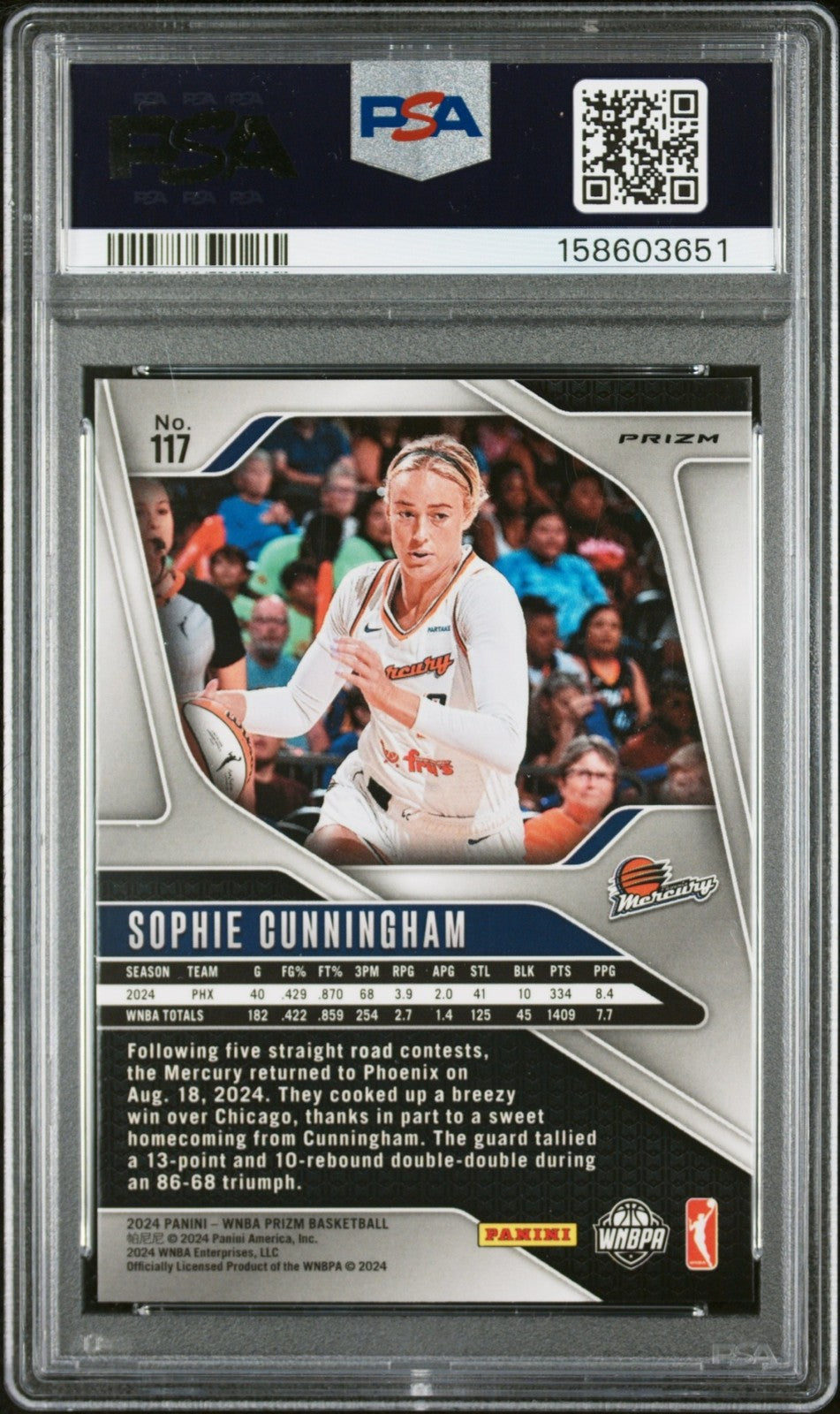 2024 WNBA Prizm - Sophie Cunningham #117 - Ice Prizm - PSA - ICE PRIZM