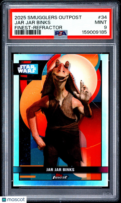 2025 Star Wars Smugglers Outpost -Jar Jar Binks - Topps Finest REFRACTOR - PSA 9