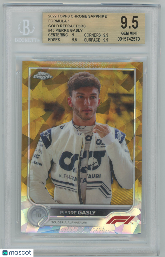 2022 Topps Chrome Sapphire F1 Gold Pierre Gasly #45 BGS 9.5 - /50, ##18/50