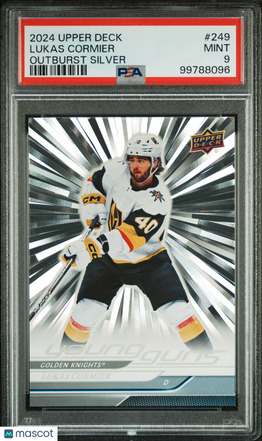 2024-25 upper deck series 1 Lukas Cormier #249 Silver Outburst Rookie PSA 9