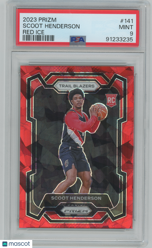 2023 Panini Prizm - Scoot Henderson #141 - ROOKIE - Red Ice Prizm - PSA 9