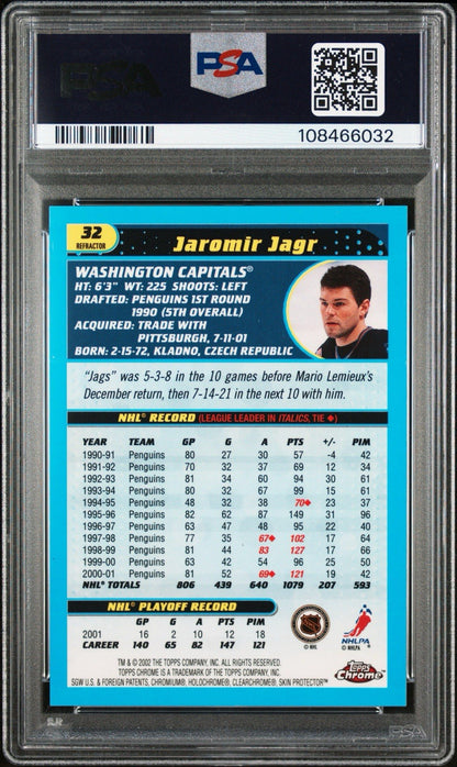2001 Topps Chrome Hockey - Jaromir Jagr #32 b - REFRACTOR - PSA 8