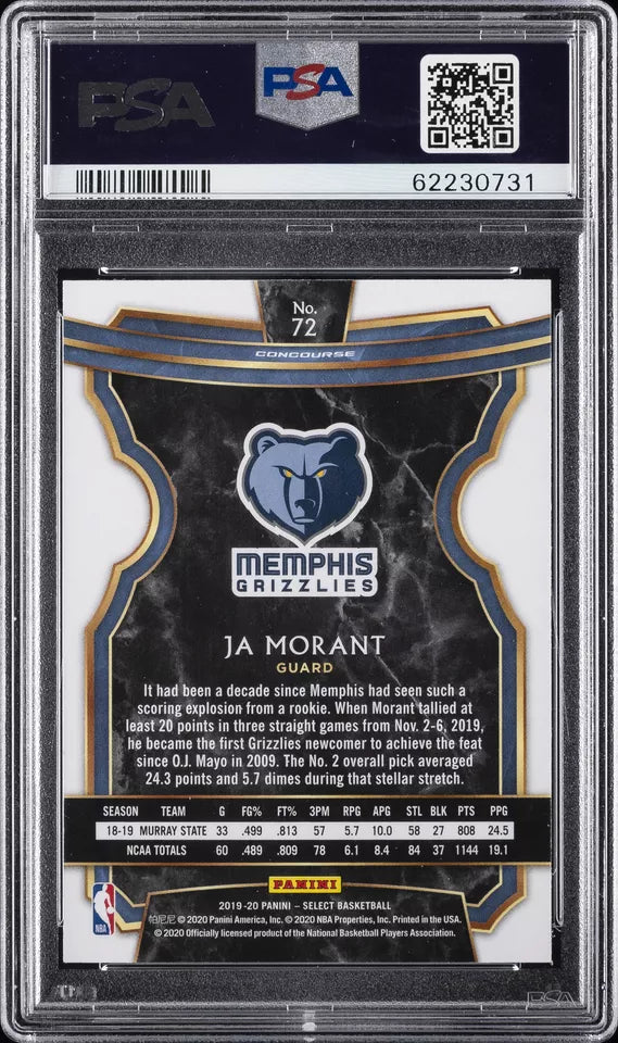 2019 Panini Select Ja Morant ROOKIE #72 PSA 10