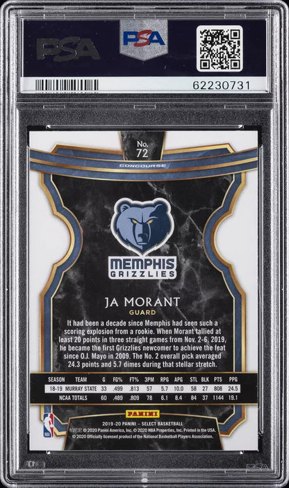 2019 Panini Select Ja Morant ROOKIE #72 PSA 10