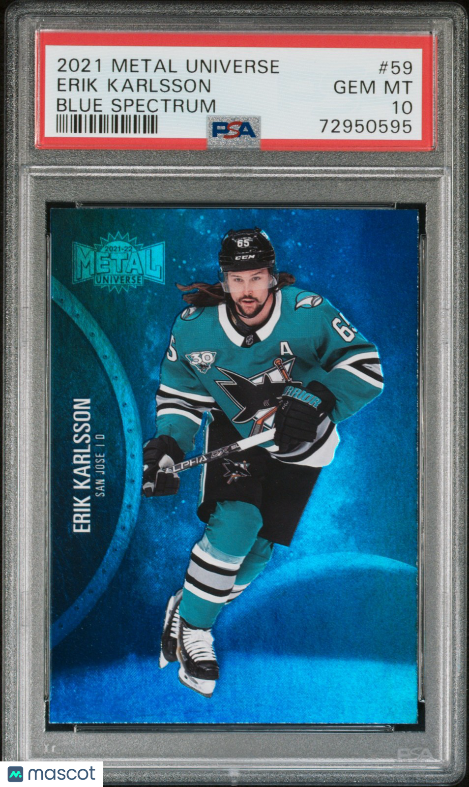 2021-2022 Skybox Metal Hockey - Erik Karlsson #59 - BLUE SPECTRUM - PSA 10