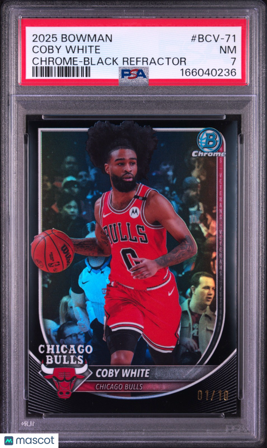 2025 Bowman - Coby White #BCV-71 - BLACK REFRACTOR /10 - PSA - 1/10 1st on print