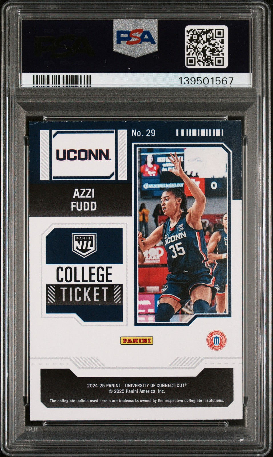 2024 Panini NIL UCONN - Azzi Fudd #29 - Red/White/Blue - PSA - NIL ROOKIE