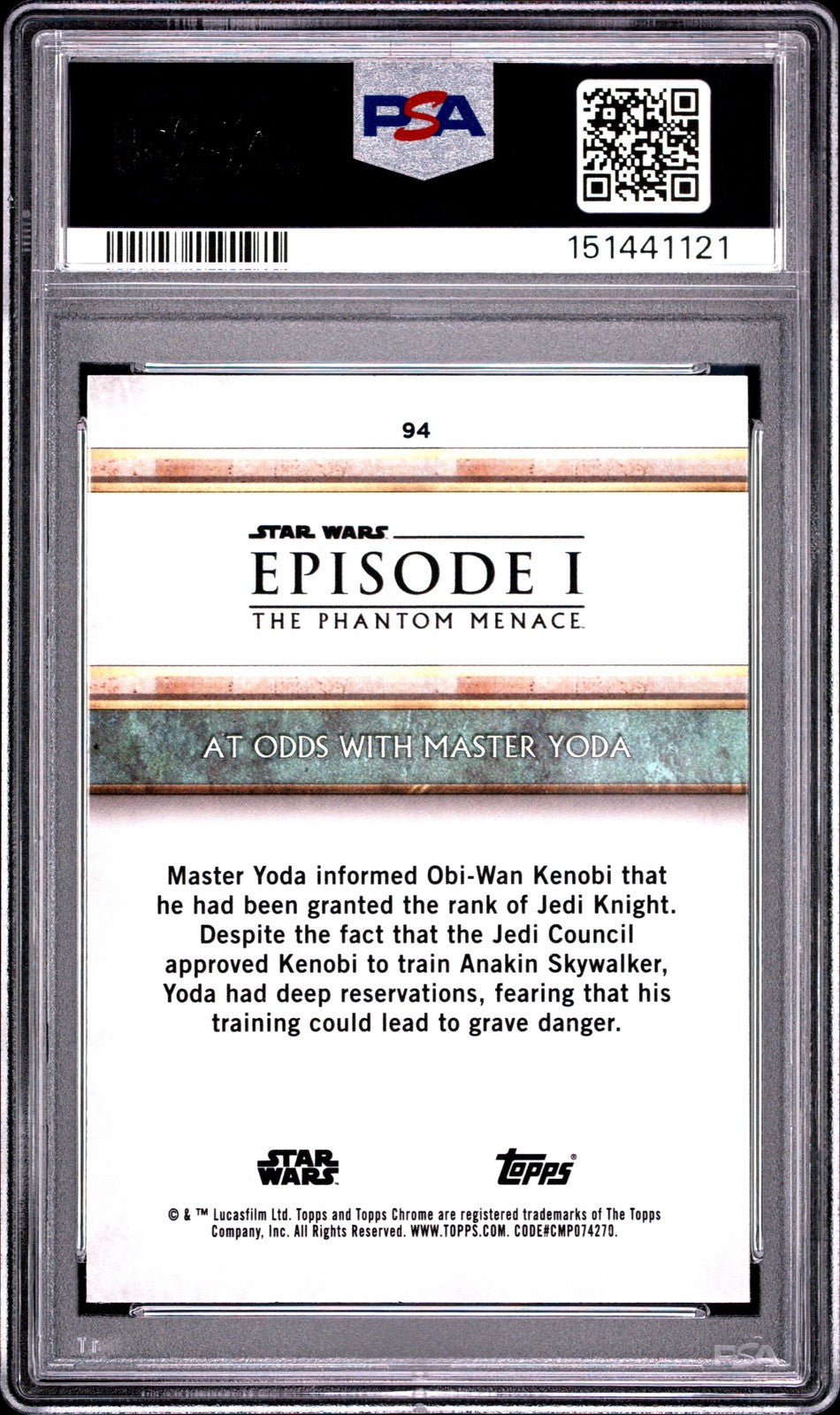 2024 Sapphire Star Wars - At Odds with Master Yoda - PURPLE SAPPHIRE /125 - PSA