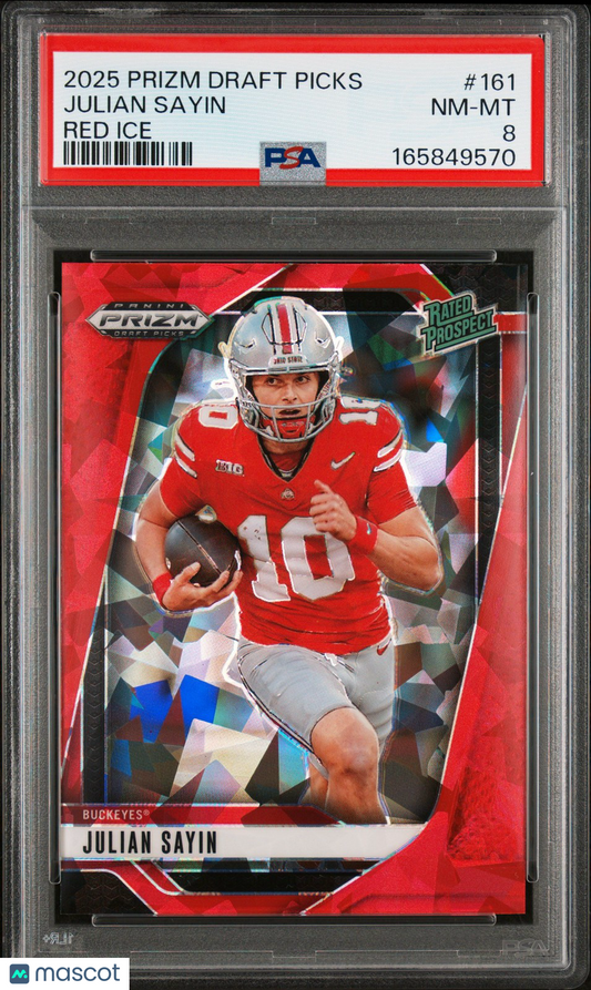 2025 Prizm Draft Picks - Julian Sayin #161- RED ICE ROOKIE - PSA - OSU QB ROOKIE